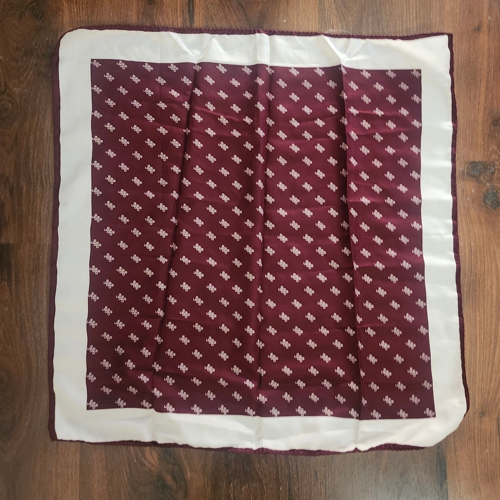 Vintage CFB Burgundy and White Patterned Scarf